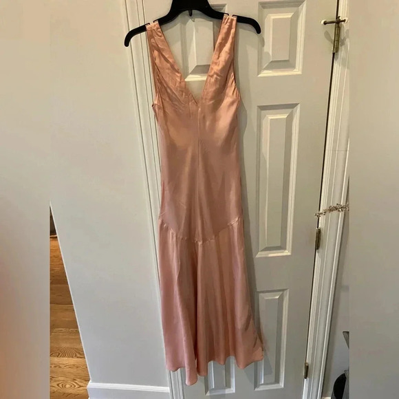 NEW FRAME Pink Clay Satin Sleeveless Maxi Slip Dress - Picture 5 of 7